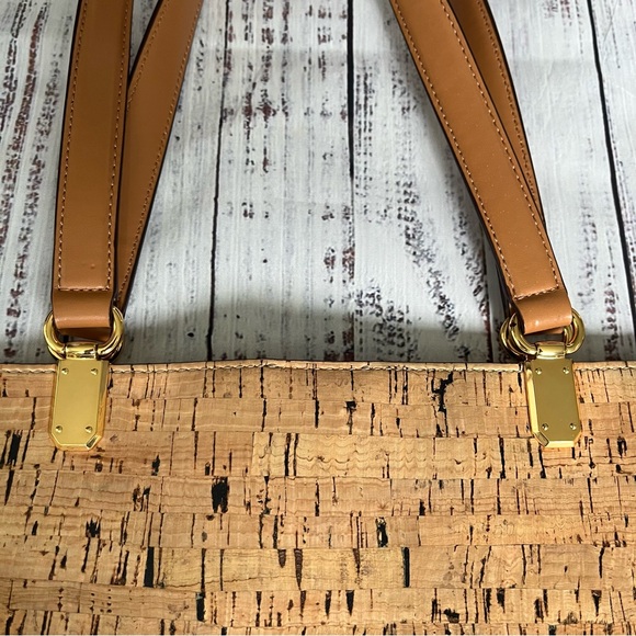 Lauren Ralph Lauren Vegan Pebbled Leather and Cork Bag - Picture 7 of 12
